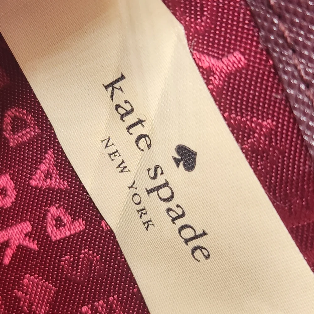 Kate Spade Zip Around Wallet Plum Purple Saffiano Leather Neda Laurel Way Logo